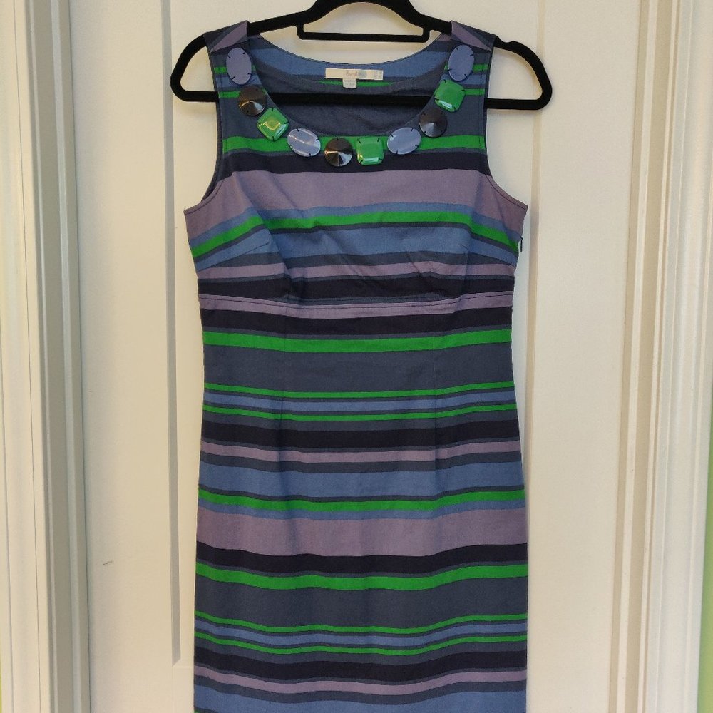 Boden colorful striped dress with embellished neckline